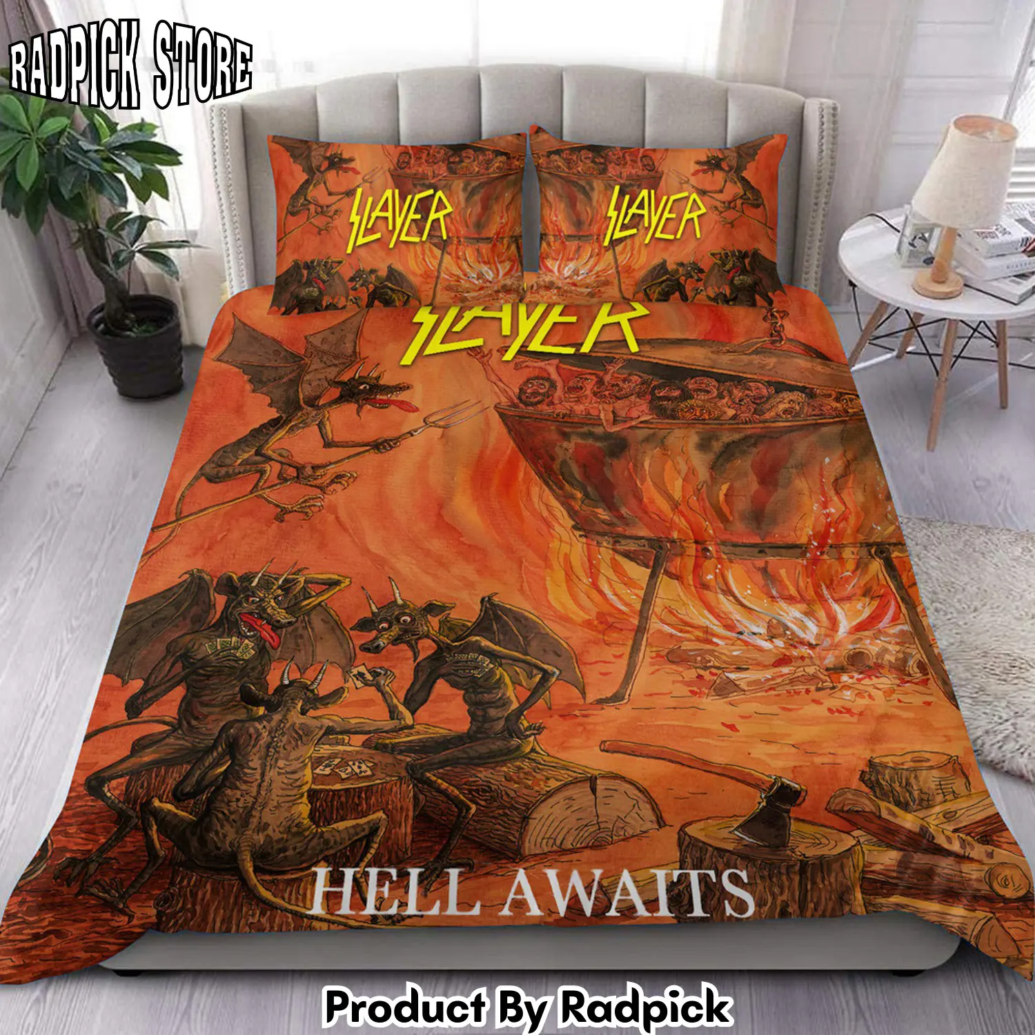 Radpick slayer hell awaits v2 all over printed bedding set q261204 rp3272287